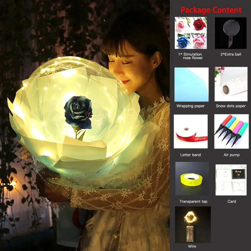 LED Luminous Balloon Rose Bouquet Transparent Bobo Ball Rose EX-STOCK Canada