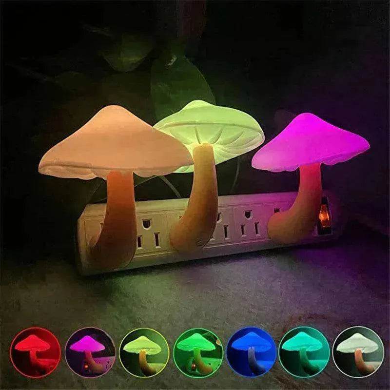 LED Mushroom Night Light Wall Lamp EU US Socket Plug - EX-STOCK Canada