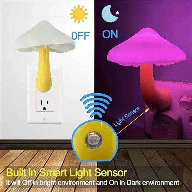 LED Mushroom Night Light Wall Lamp EU US Socket Plug - EX-STOCK Canada