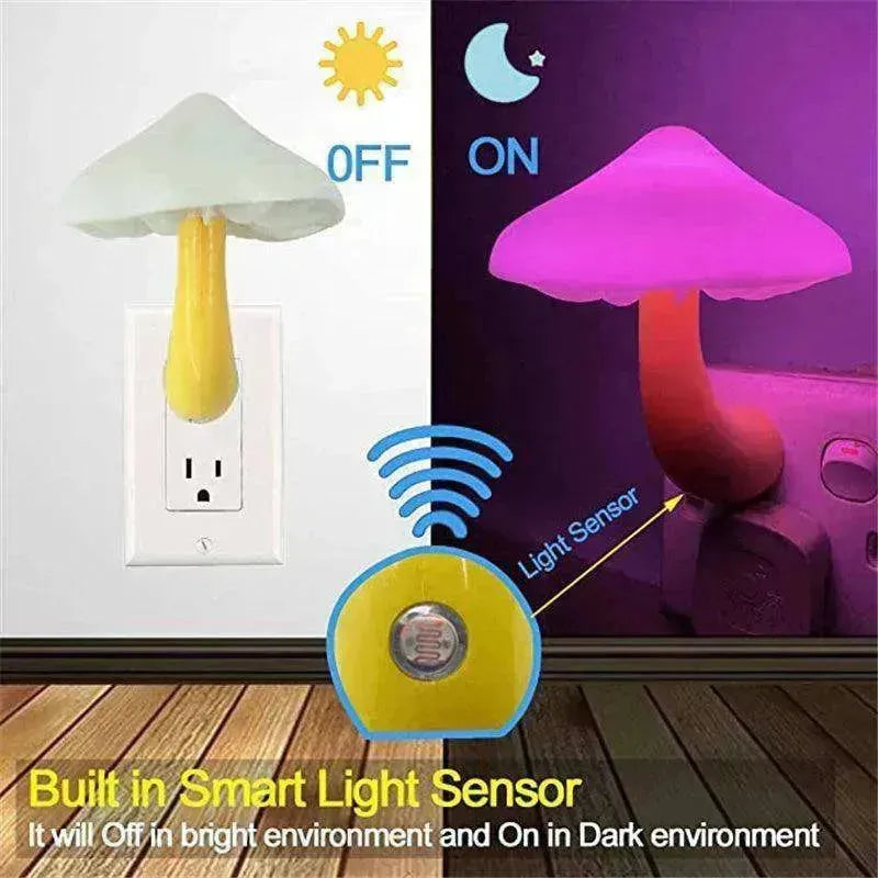 Lampe de nuit murale LED en forme de champignon Prise EU US - EX-STOCK Canada