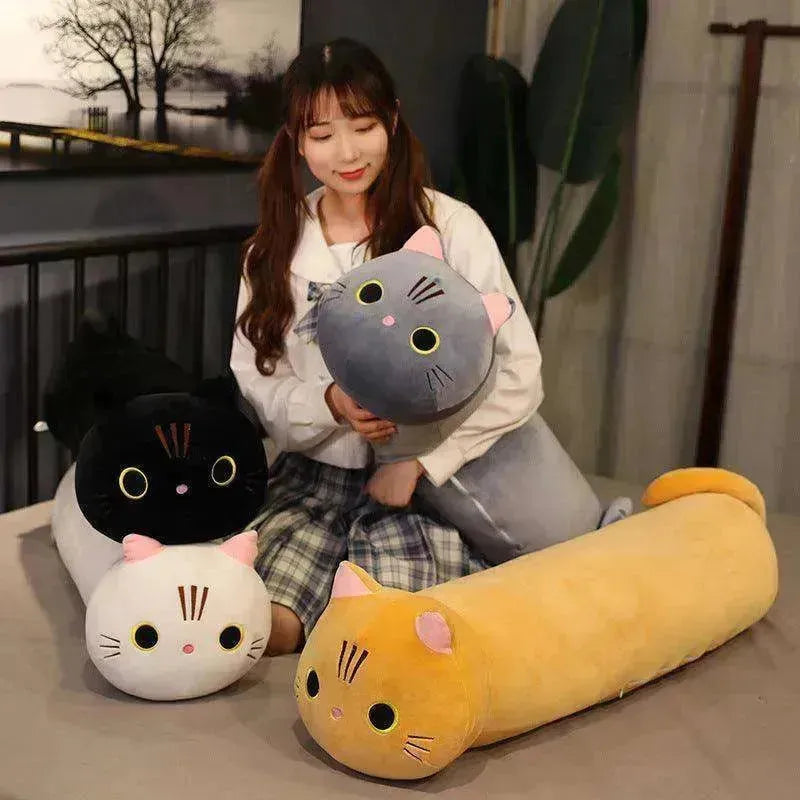 Jouets en peluche de chat de grande taille en dessin animé, poupée en tissu rembourrée, long coussin animal EX-STOCK Canada