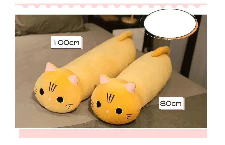 Large Size Cartoon Cat Plush Toys Stuffed Cloth Doll Long Animal Pillow Cushion - EX-STOCK CANADA