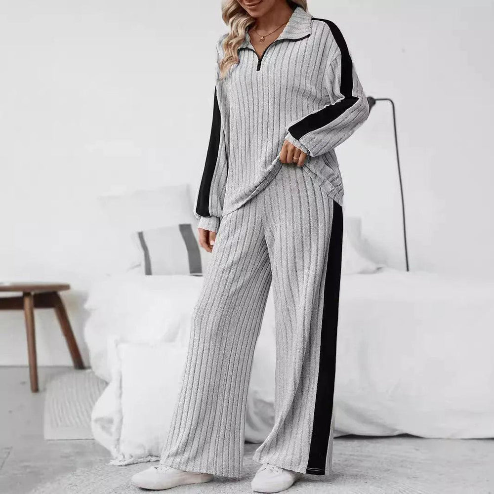Large Size Casual Suit Women's Sweater Wide Leg Pants Two-piece Set EX-STOCK Canada