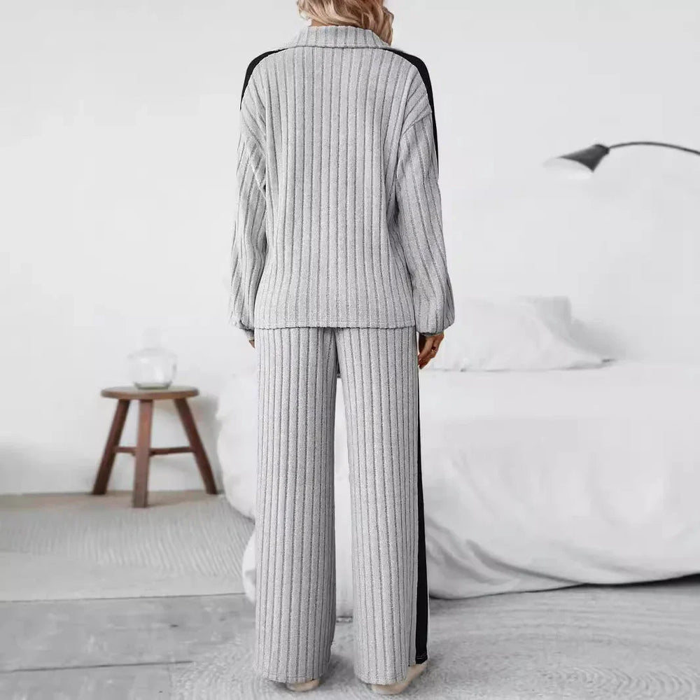 Large Size Casual Suit Women's Sweater Wide Leg Pants Two-piece Set EX-STOCK Canada