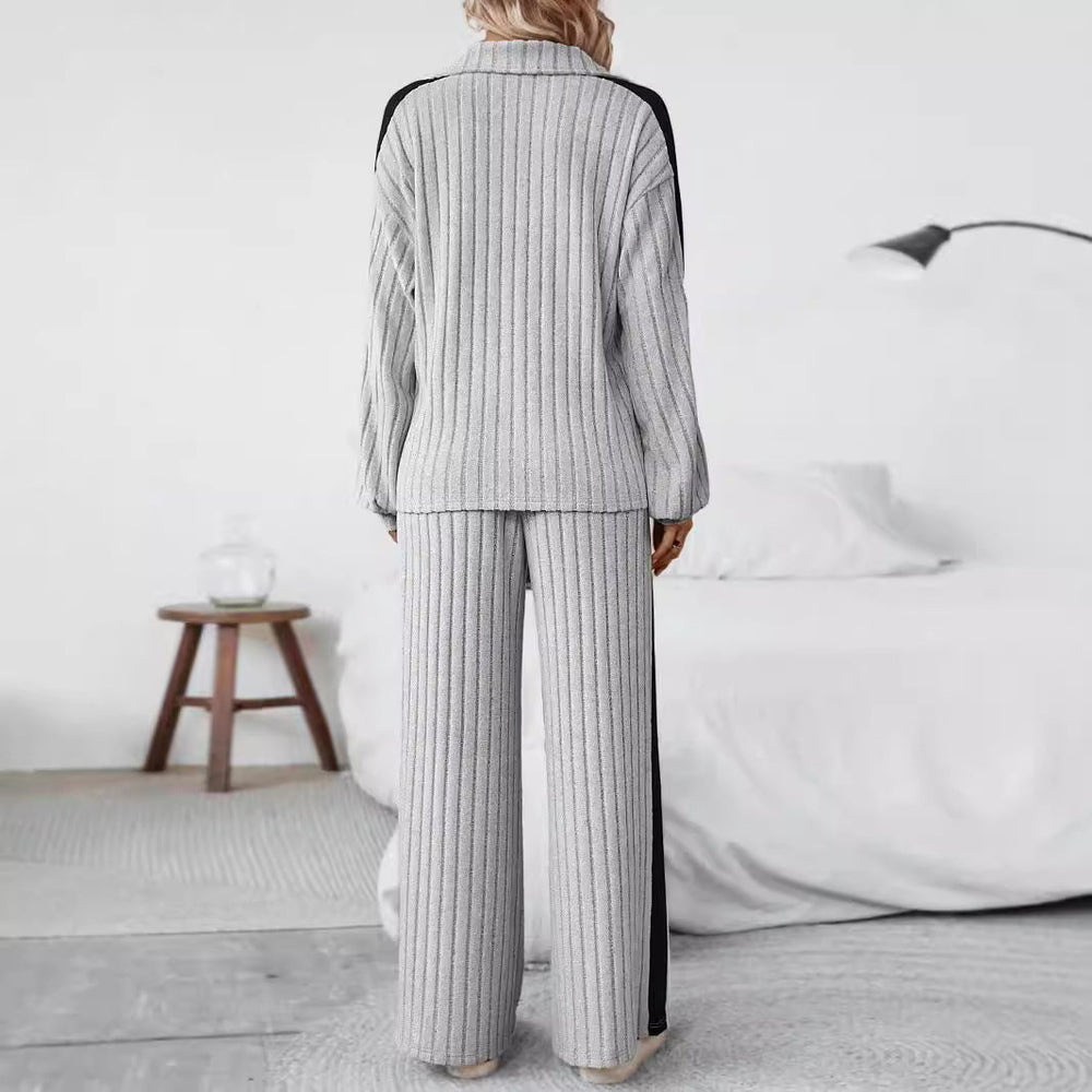 Large Size Casual Suit Women's Sweater Wide Leg Pants Two-piece Set EX-STOCK Canada