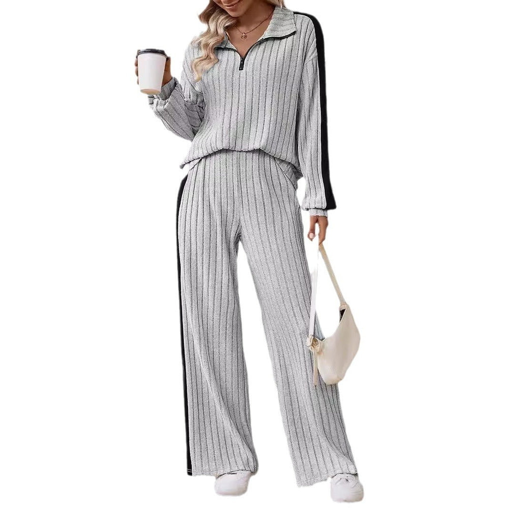 Large Size Casual Suit Women's Sweater Wide Leg Pants Two-piece Set EX-STOCK Canada