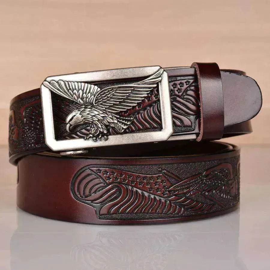 Leather Men's Eagle Embossed Belt - EX-STOCK Canada