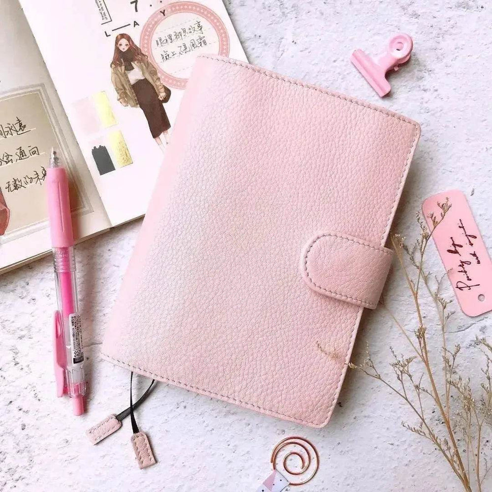 Leather Notebook Lychee Pattern Head Layer Cowhide A6 Loose-Leaf Diary - EX-STOCK Canada
