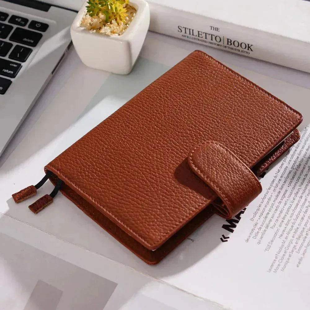 Leather Notebook Lychee Pattern Head Layer Cowhide A6 Loose-Leaf Diary - EX-STOCK Canada