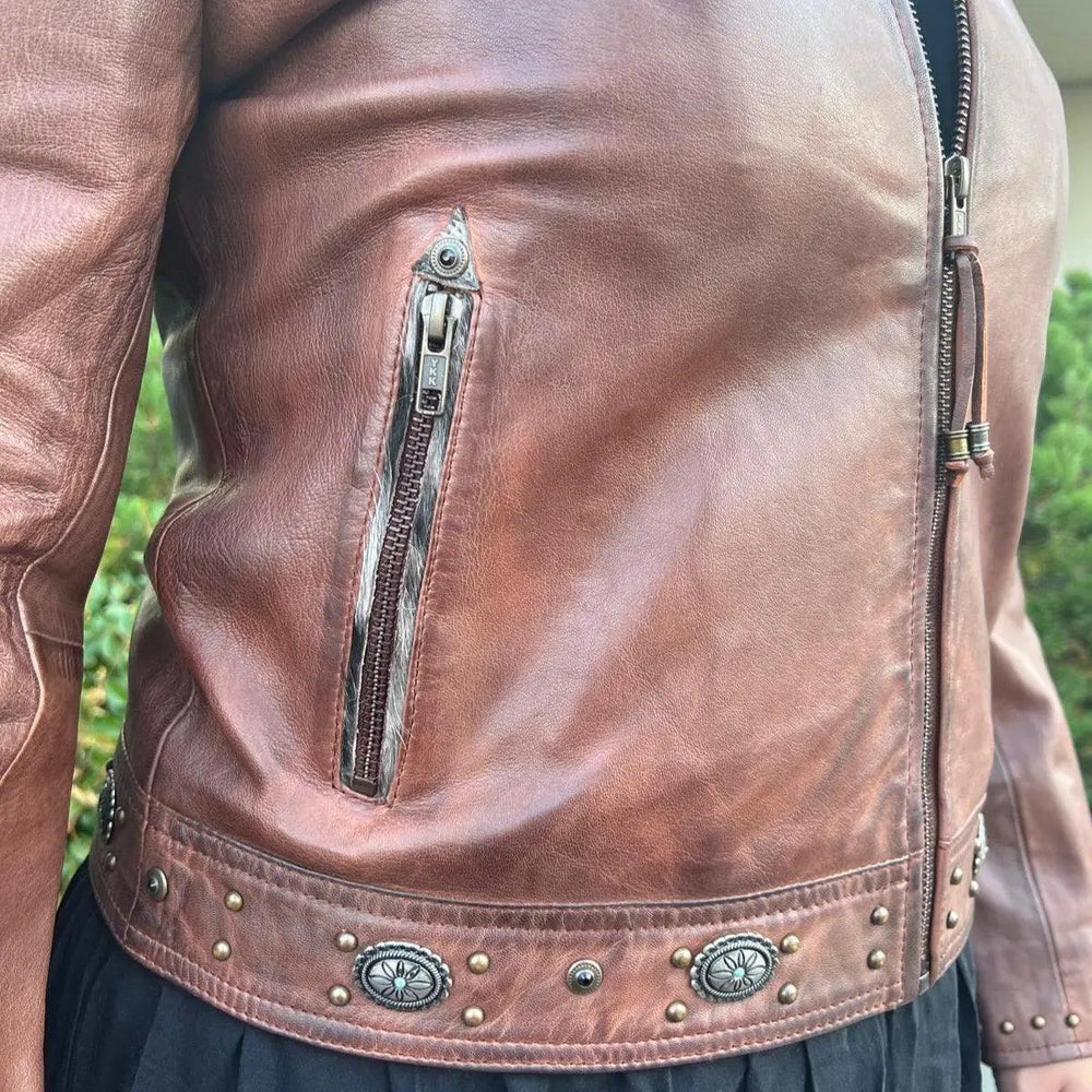 Veste western en cuir avec frangesEX-STOCK Canada