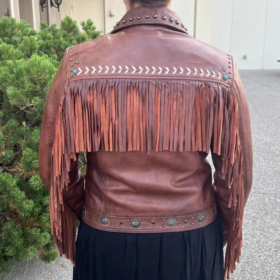 Veste western en cuir avec frangesEX-STOCK Canada
