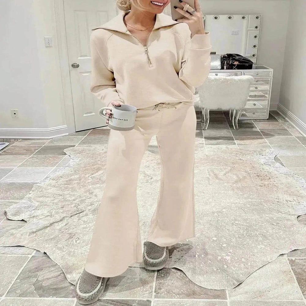 Ensemble de sport de loisirs Sweat-shirt à manches longues avec fermeture éclair Pantalon à jambes larges Ensemble deux pièces - EX-STOCK Canada