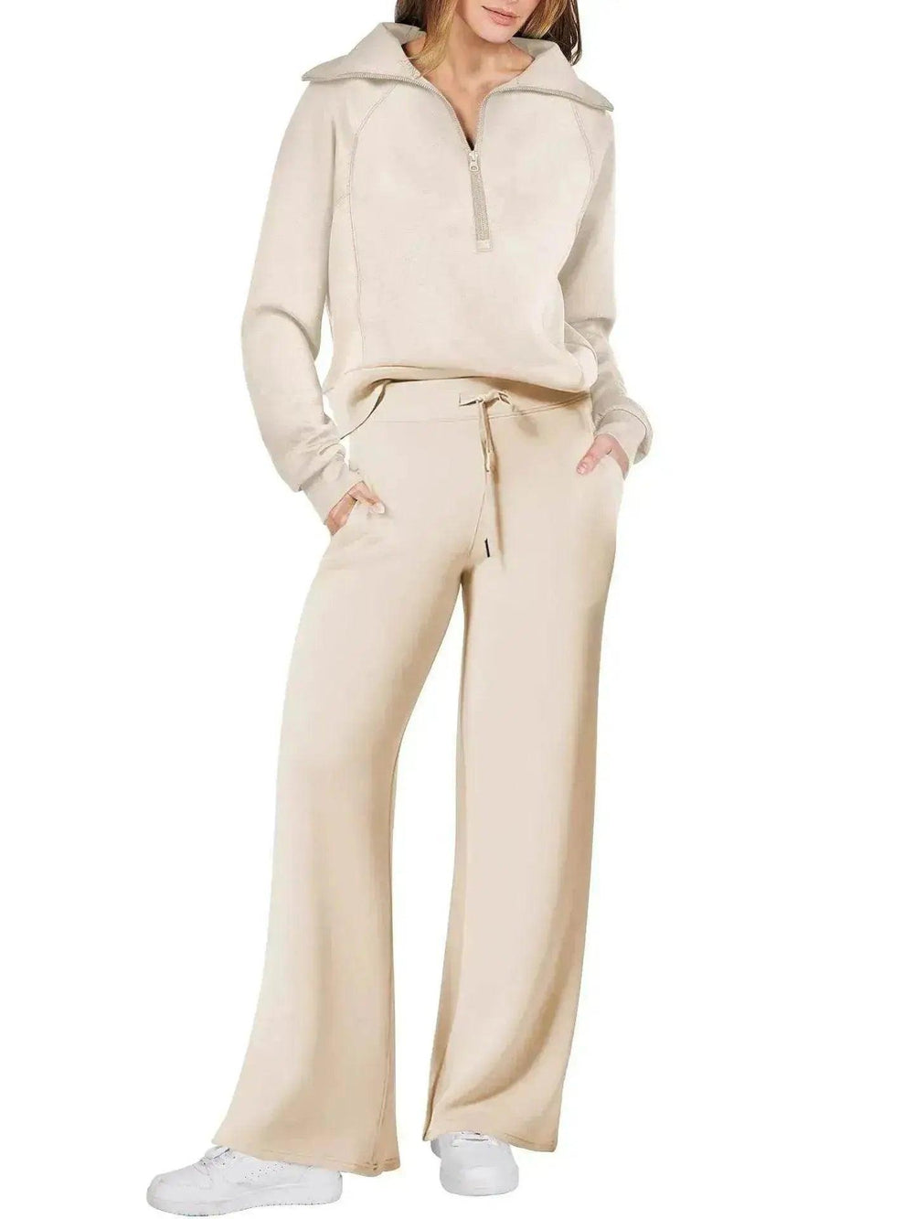 Ensemble de sport de loisirs Sweat-shirt à manches longues avec fermeture éclair Pantalon à jambes larges Ensemble deux pièces - EX-STOCK Canada