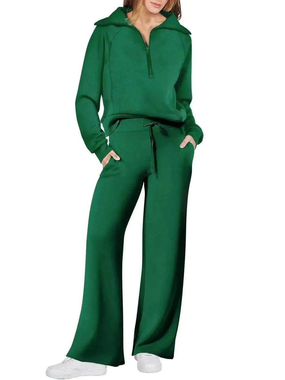 Ensemble de sport de loisirs Sweat-shirt à manches longues avec fermeture éclair Pantalon à jambes larges Ensemble deux pièces - EX-STOCK Canada
