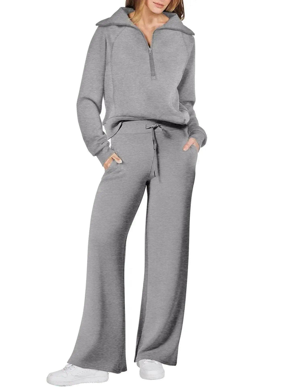 Ensemble de sport de loisirs Sweat-shirt à manches longues avec fermeture éclair Pantalon à jambes larges Ensemble deux pièces - EX-STOCK Canada