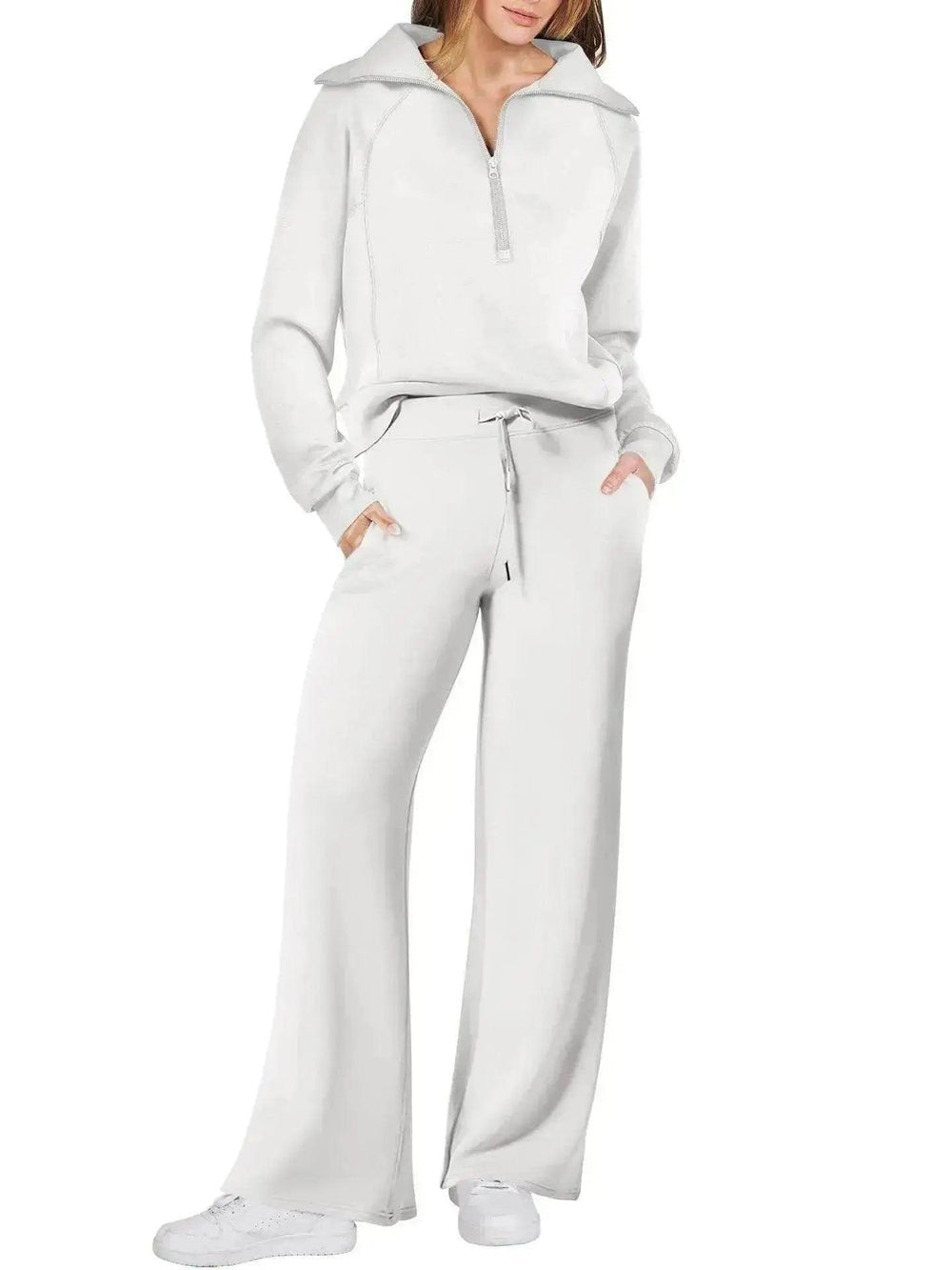 Ensemble de sport de loisirs Sweat-shirt à manches longues avec fermeture éclair Pantalon à jambes larges Ensemble deux pièces - EX-STOCK Canada