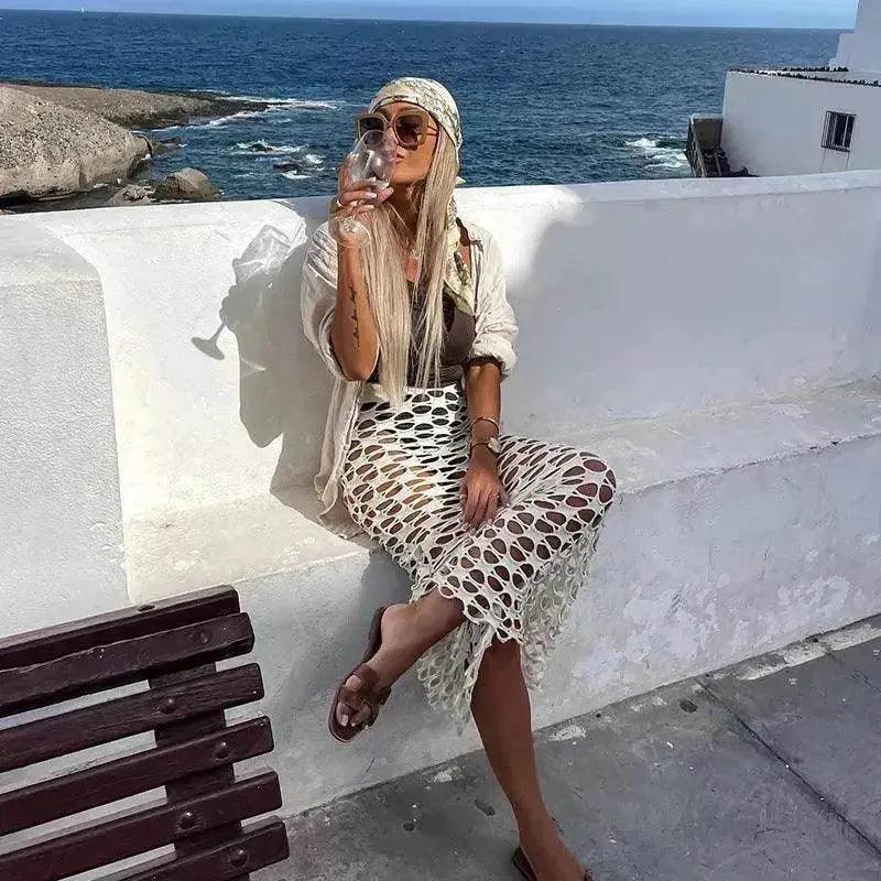 Leisure Vacation Pure Color Bikini Swimsuit Outwear Skirt - EX-STOCK Canada