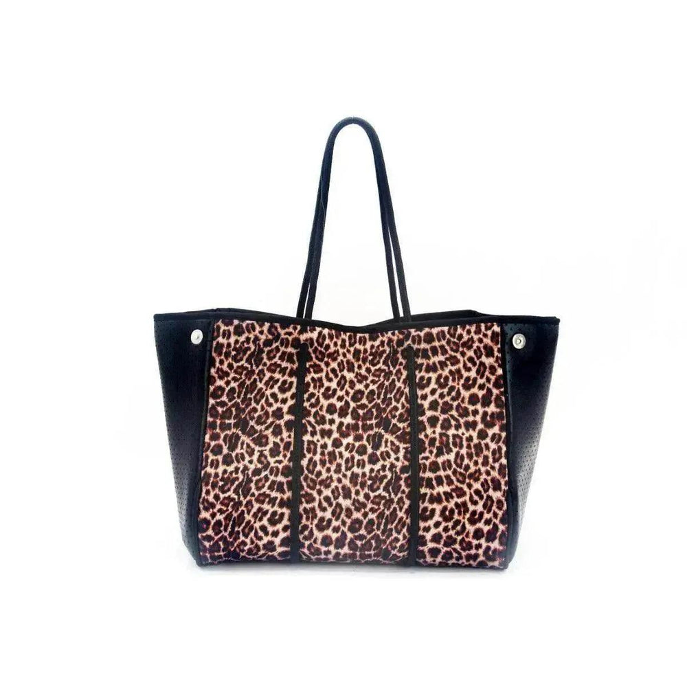 Sac de plage portable noir imprimé léopard pour loisirs et voyages EX-STOCK Canada