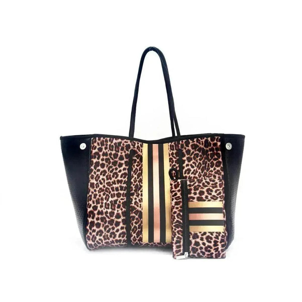 Sac de plage portable noir imprimé léopard pour loisirs et voyages EX-STOCK Canada