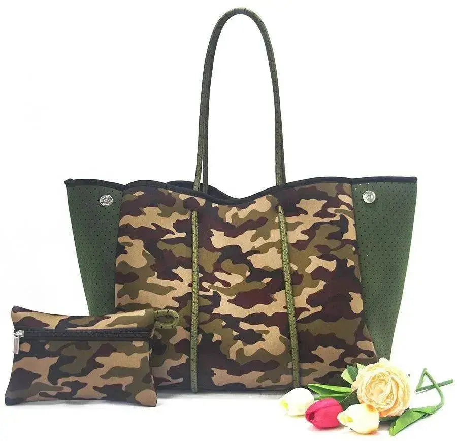 Leopard Print Printed Black Portable Beach Bag Leisure Travel - EX-STOCK Canada