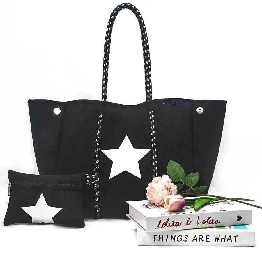 Sac de plage portable noir imprimé léopard pour loisirs et voyages EX-STOCK Canada