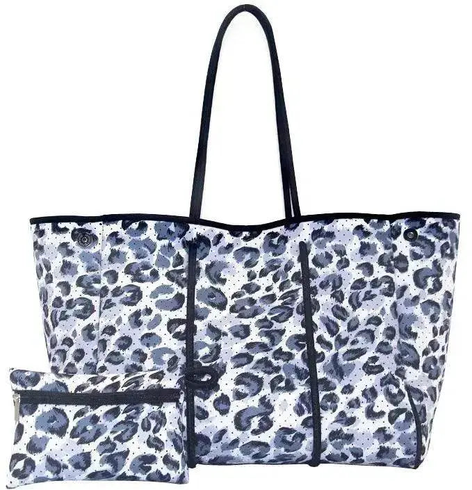 Leopard Print Printed Black Portable Beach Bag Leisure Travel - EX-STOCK Canada