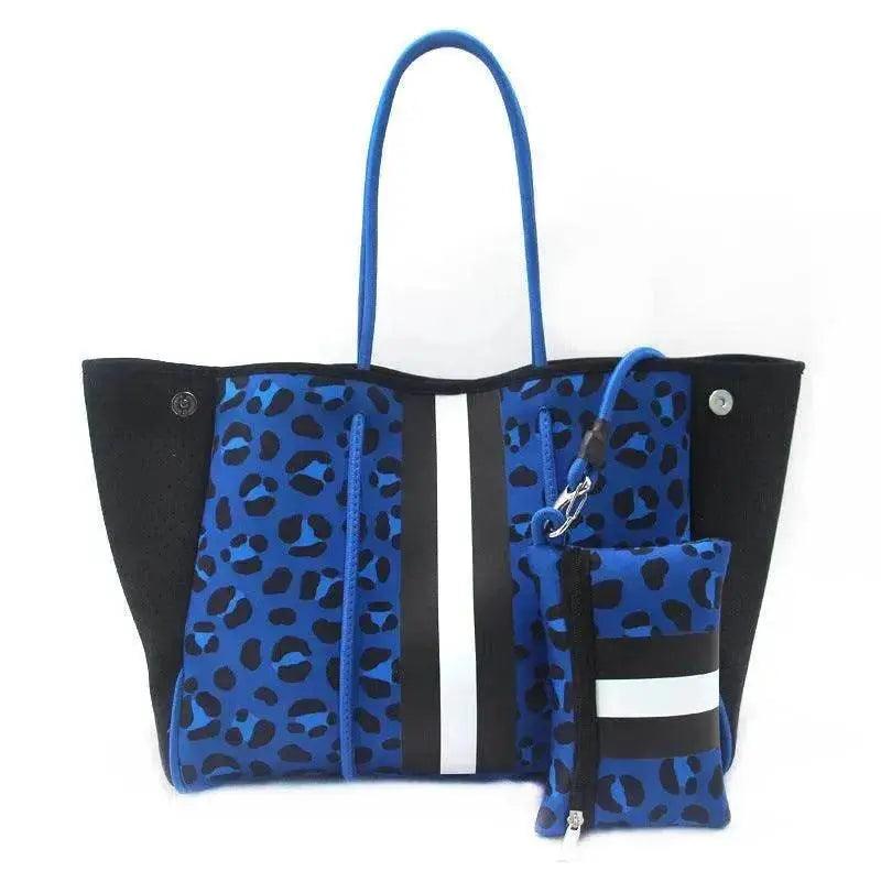 Sac de plage portable noir imprimé léopard pour loisirs et voyages EX-STOCK Canada