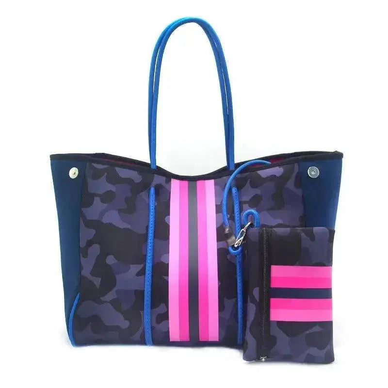 Leopard Print Printed Black Portable Beach Bag Leisure Travel - EX-STOCK Canada