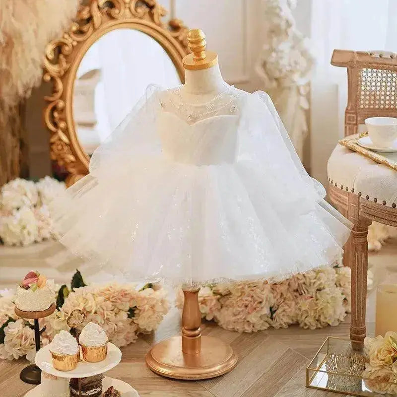 Long Sleeve Handmade Pearl Embroidery Children Princess Dress Gown - EX-STOCK Canada