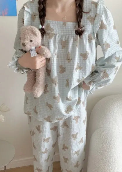 Long Sleeved Pullover Plaid Pajamas For Women - EX-STOCK Canada