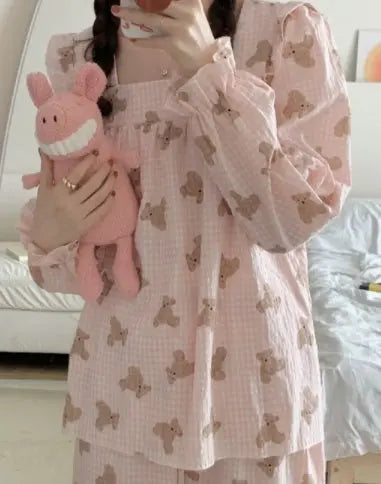 Long Sleeved Pullover Plaid Pajamas For Women - EX-STOCK Canada