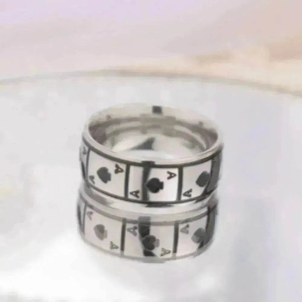 Lucky Of Spades Titanium Steel Magic Playing Card Stainless Steel Ring - EX-STOCK Canada
