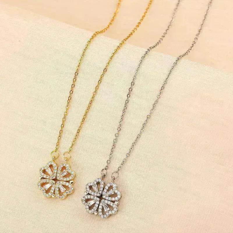 Collier de trèfle à quatre feuilles en acier titane de luxe - EX-STOCK CANADA