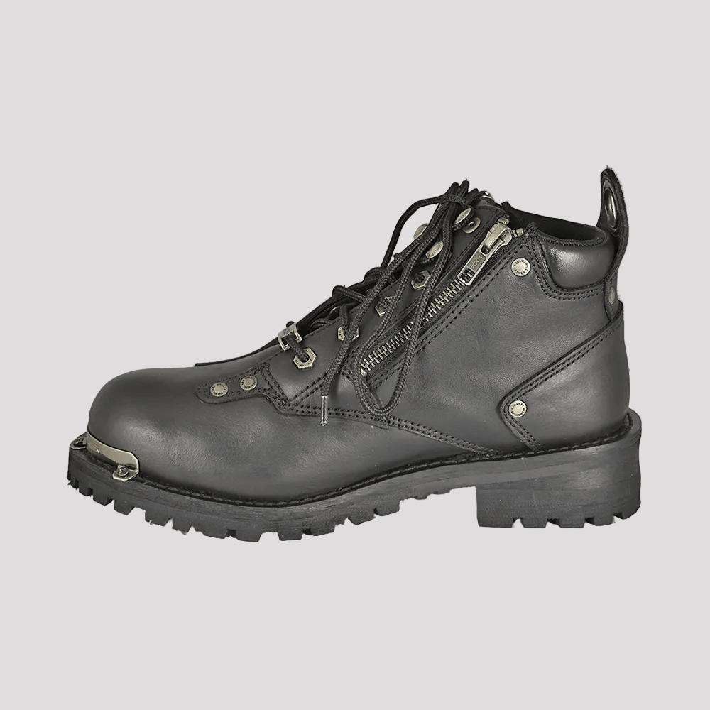Bottes de moto pour hommes Milwaukee Leather à double fermeture éclair et lacets de 6 pouces