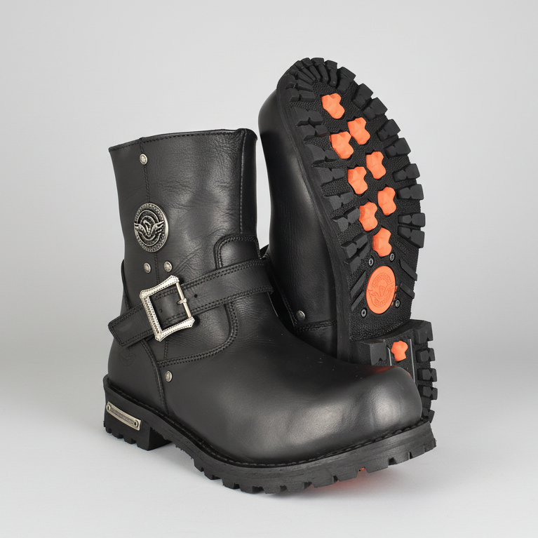 Bottes de moto Milwaukee Leather pour hommes à fermeture éclair latérale de 6 pouces et largeur large