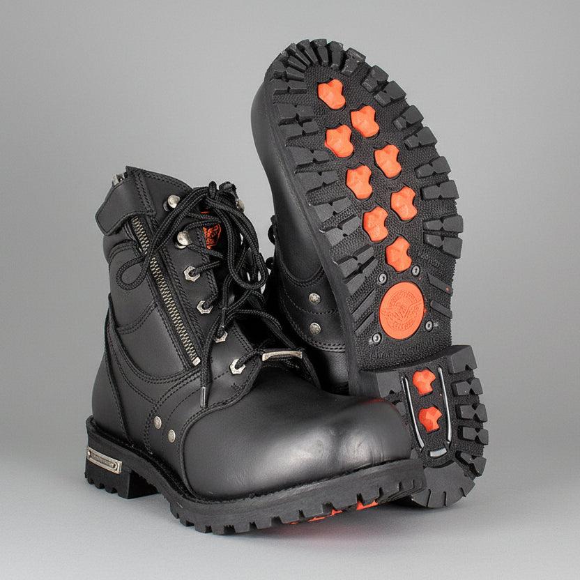 Bottes de moto pour femmes Milwaukee Leather avec fermeture éclair latérale et lacets