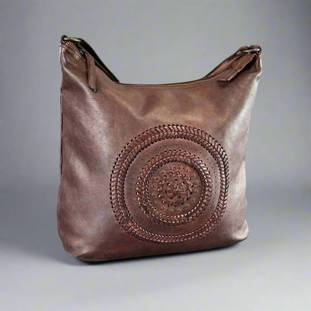 Sac fourre-tout en cuir MET Floral Stitch avec bandoulière réglableEX-STOCK Canada
