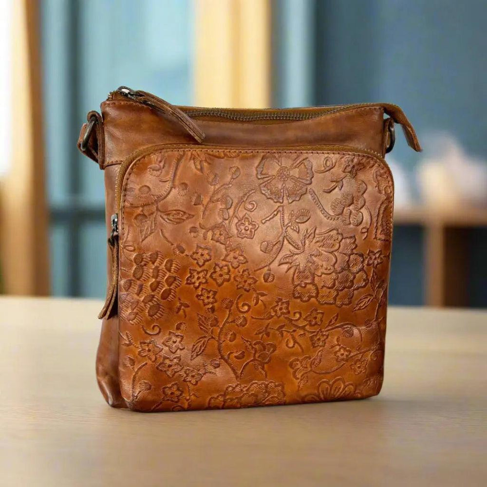 Sac bandoulière en cuir gaufré à fleurs METEX-STOCK Canada