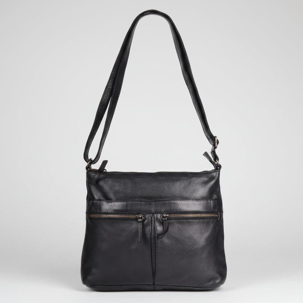 MET Leather Crossbody Bag with Dual Zipper Pockets