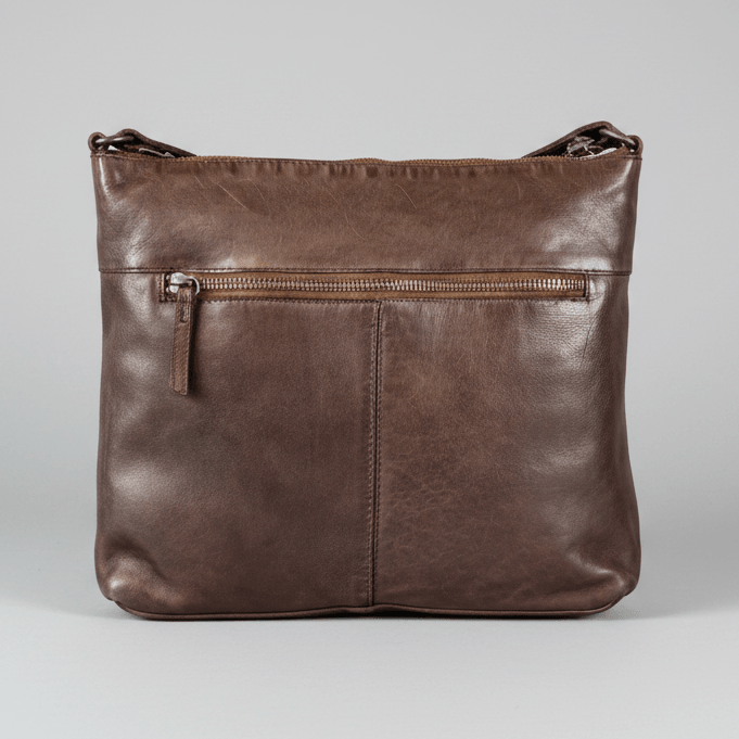 MET Leather Crossbody Bag with Dual Zipper Pockets