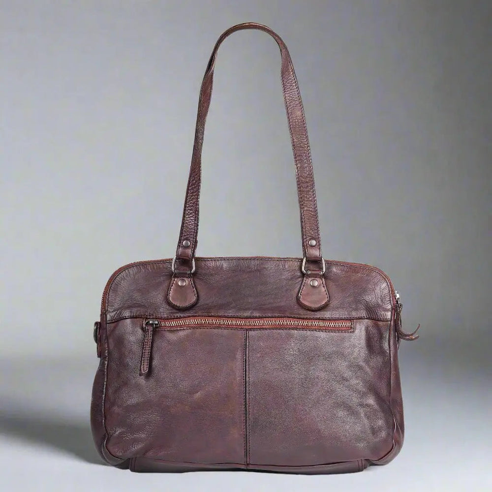 Bolso de cuero MET con doble asa y bolsillos frontales con cremalleraEX-STOCK Canada