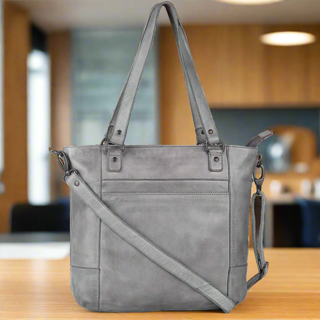 MET Two Handled Leather Sack Handbag