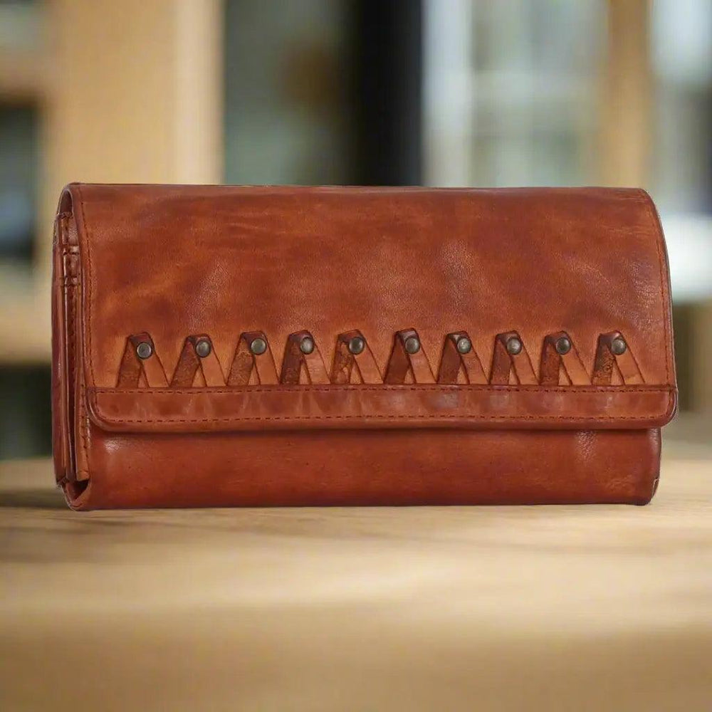 Portefeuille en cuir à trois volets avec fermeture aimantée MET pour femmes