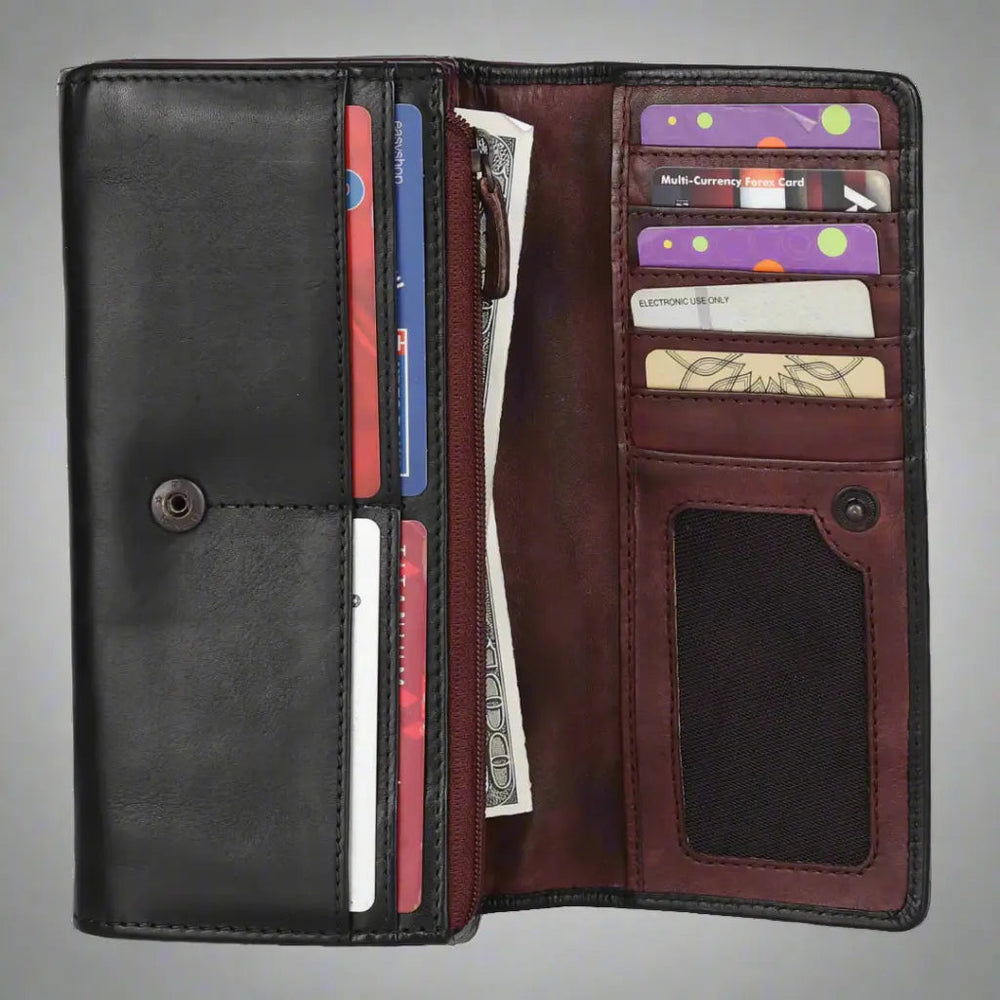 Cartera de mano de cuero bicolor para mujer METEX-STOCK Canada