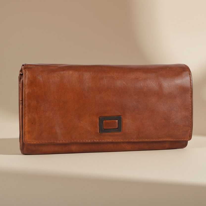 BOL Portefeuille en cuir à languette carrée pour femme - EX-STOCK Canada