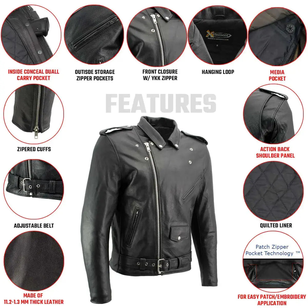 X Element Men's Leather Motorcycle Jacket EX-STOCK Canada
