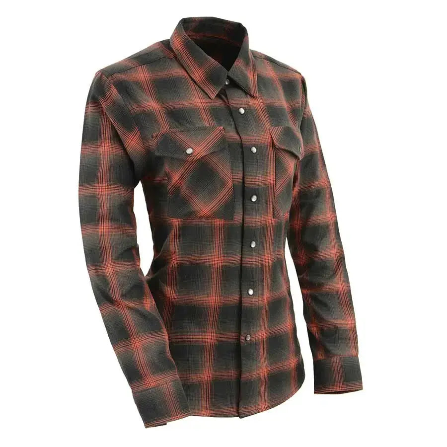 Camisa abotonada de cuadros blindada para mujer de Milwaukee LeatherEX-STOCK Canada