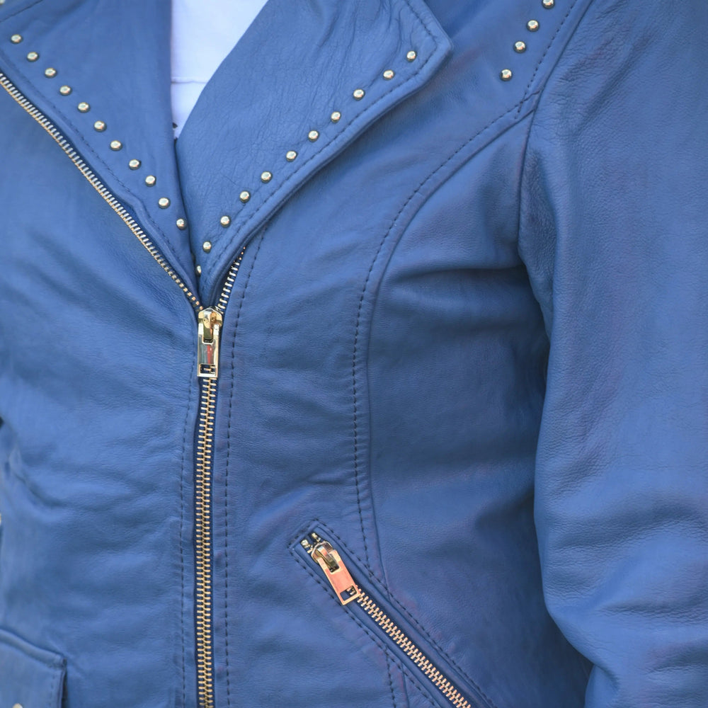 سترة جلد نسائية مزينة بالأزرار مع شرابات قابلة للإزالةEX-STOCK Canada