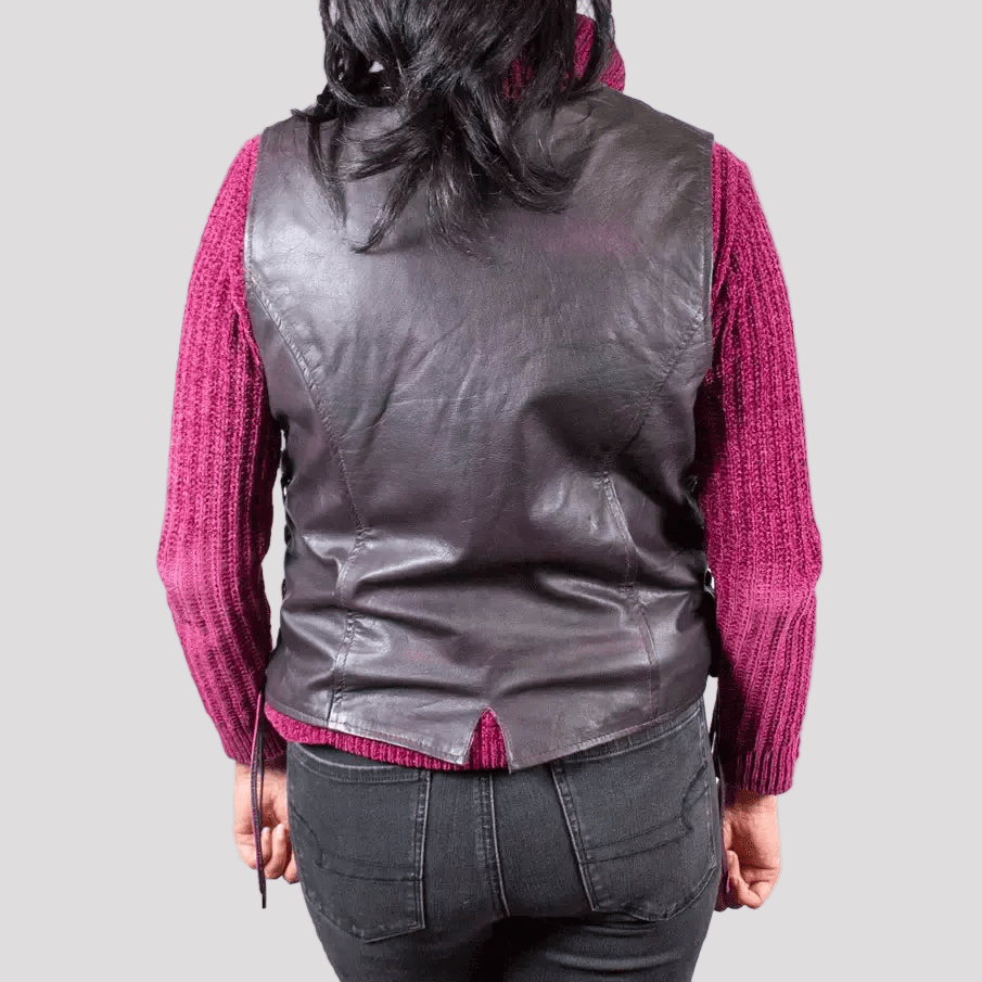 Gilet en cuir avec dentelle sur les côtés Open Road pour femmes