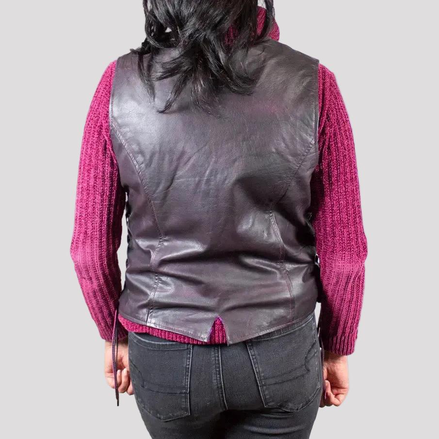 Gilet en cuir à lacets sur le côté pour femmes Open Road